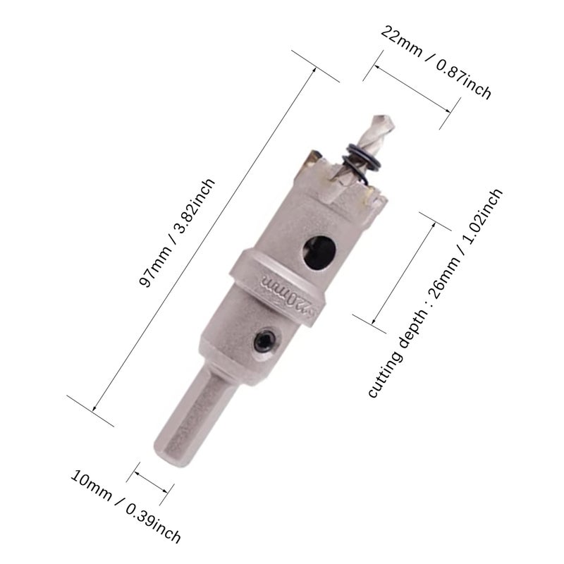 LU&MN Tungsten Carbide Teeth Hole Saw (Hole Cutter) LU&MN Heavy Duty for Stainless Steel, 7/8", 22mm - Image 1